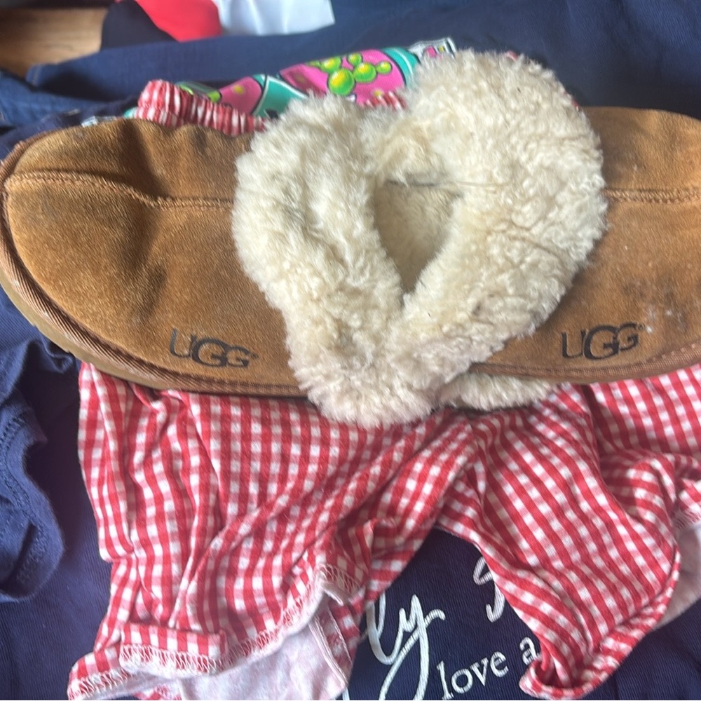 UGG Tan and Cream Furry Lined Slippers